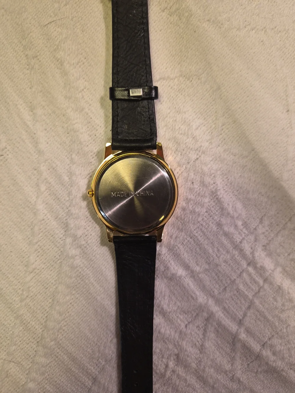 Vintage President Bill Clinton Watch Growing Nose Black Leather Band Gold Tone ✨
